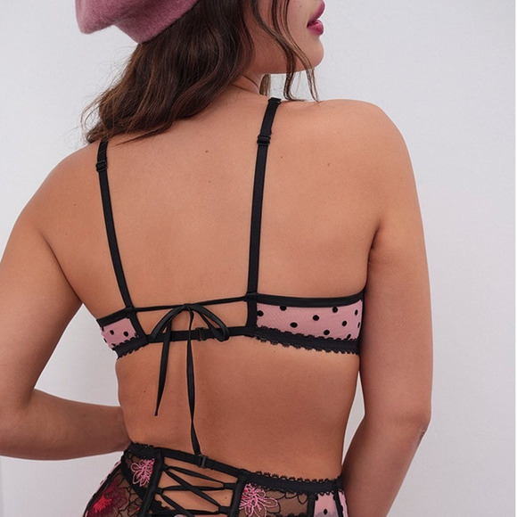 For Love & Lemons Zinnia Embroidered High Neck Bra - Picture 5 of 5